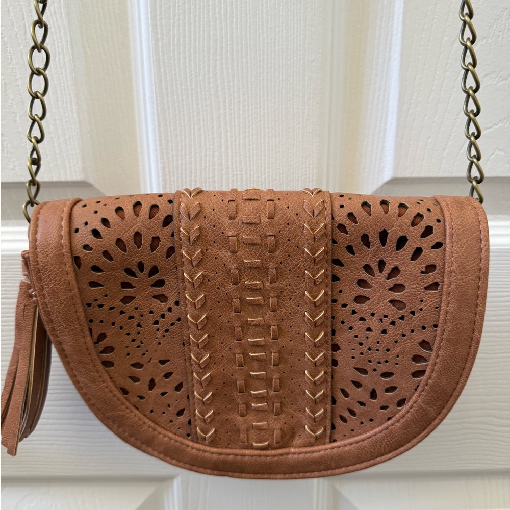 Brown Leather Crossbody Bag NWOT - Picture 2 of 5